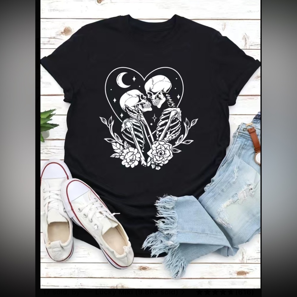 New eternal love skeletons and heart tshirt